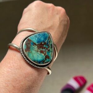 Chrysocolla Sterling Silver Cuff Bracelet